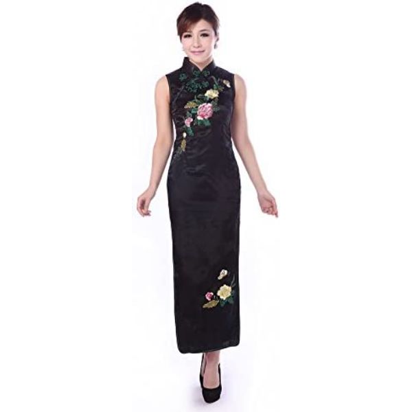 Picture of Panda Superstore BT-CLO1045024-EMILY03105 Embroidery Chinese Qipao Dress&#44; Black - Medium