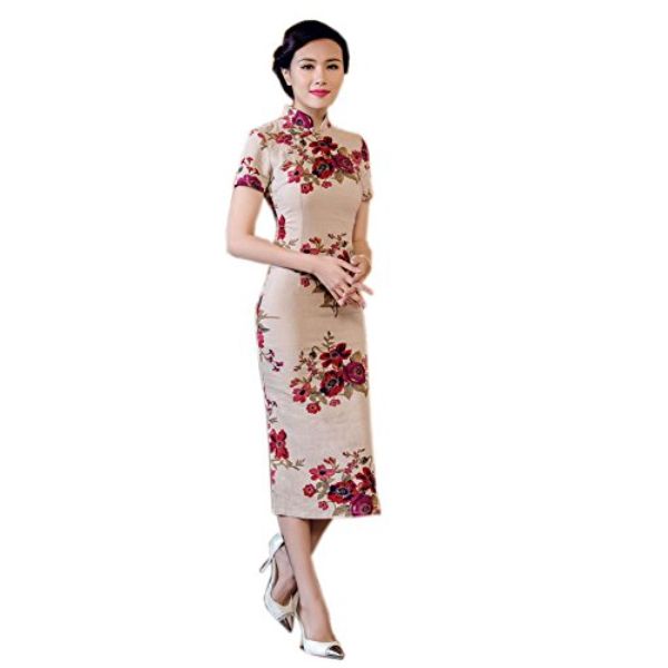 Picture of Panda Superstore BT-CLO1045024-EMILY03112 1900S Chinese Retro Blossoms Qipao Dress&#44; Red - Medium