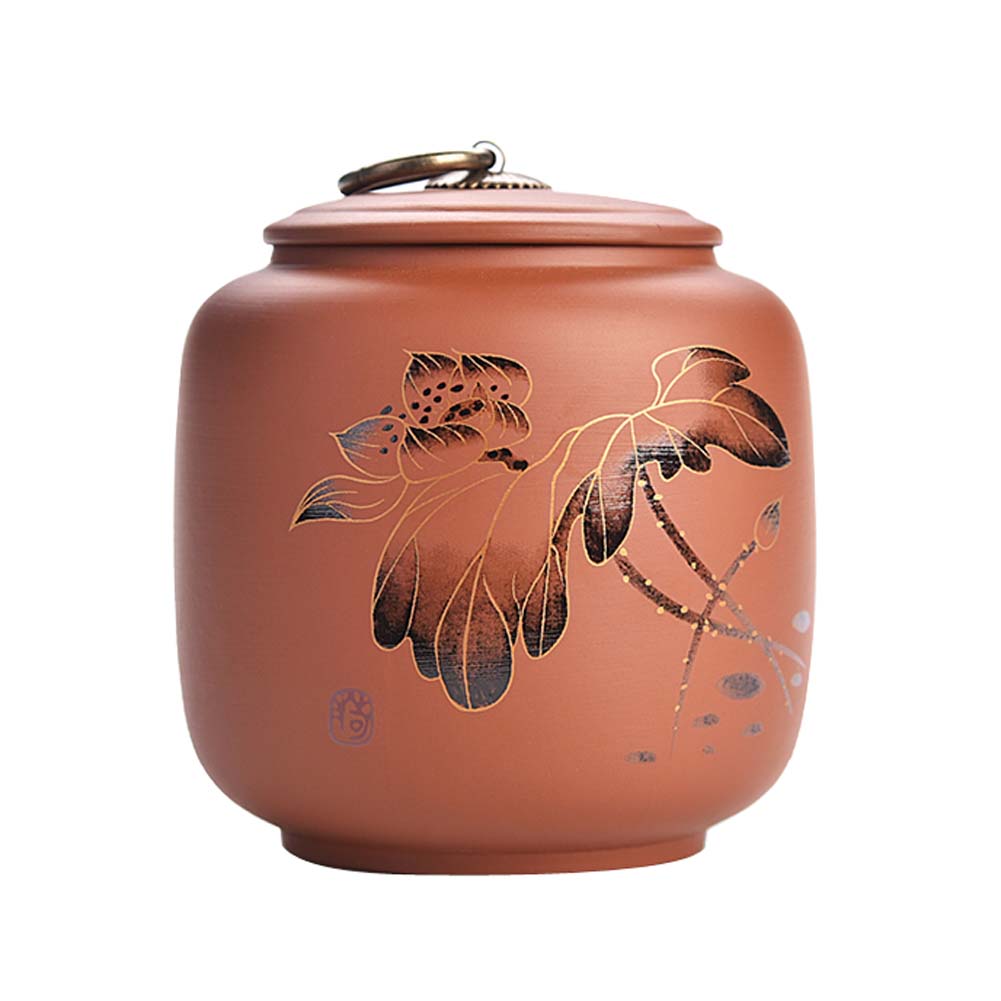 Picture of Panda Superstore KS-HOM3744111-ALAN00534 Purple Clay Tea Storage Container Tins Jar with Airtight Lid, Largeotus Flower