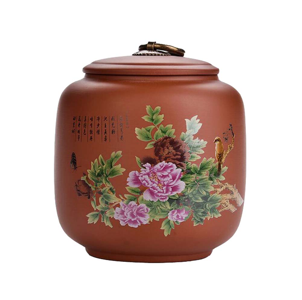 Picture of Panda Superstore KS-HOM3744111-ALAN00536 Purple Clay Tea Storage Container Tins Jar with Airtight Lid - Beautiful Flowers