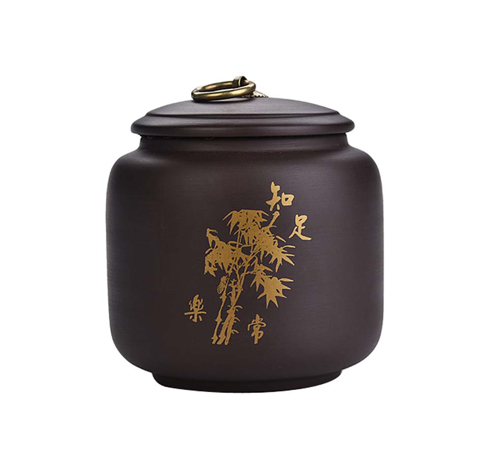 Picture of Panda Superstore KS-HOM3744111-ALAN00538 Purple Clay Food Storage Jar Chinese Style Tea Canister with Airtight Lid - No.001