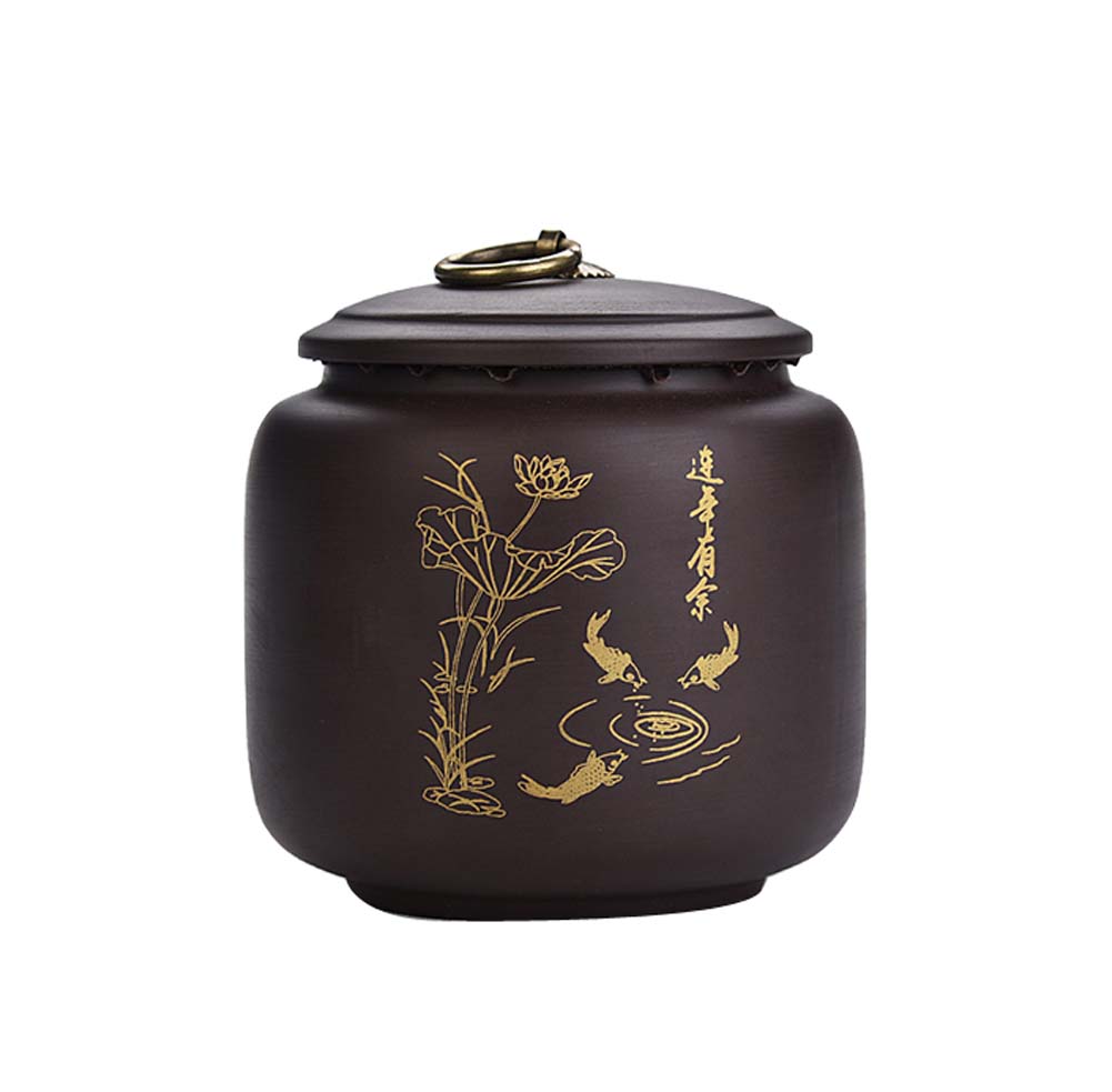 Picture of Panda Superstore KS-HOM3744111-ALAN00539 Purple Clay Food Storage Jar Chinese Style Tea Canister with Airtight Lid - No.002