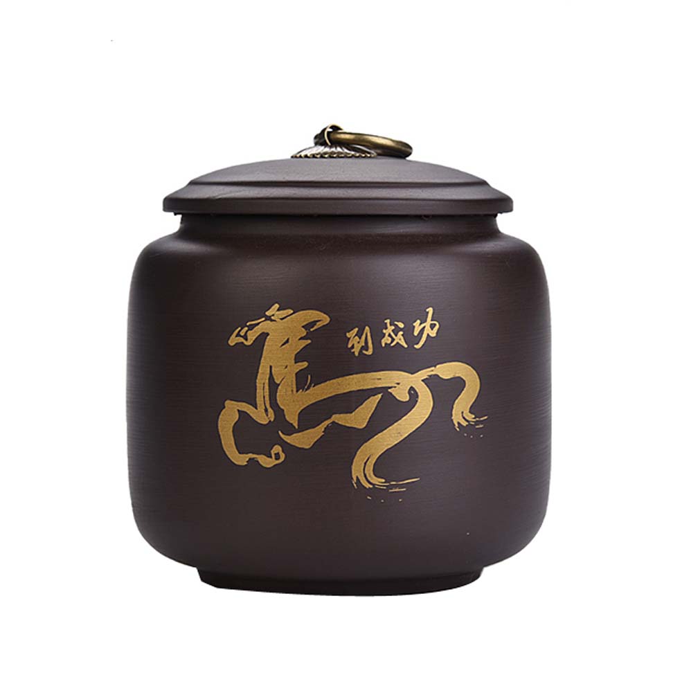 Picture of Panda Superstore KS-HOM3744111-ALAN00540 Purple Clay Food Storage Jar Chinese Style Tea Canister with Airtight Lid - No.003