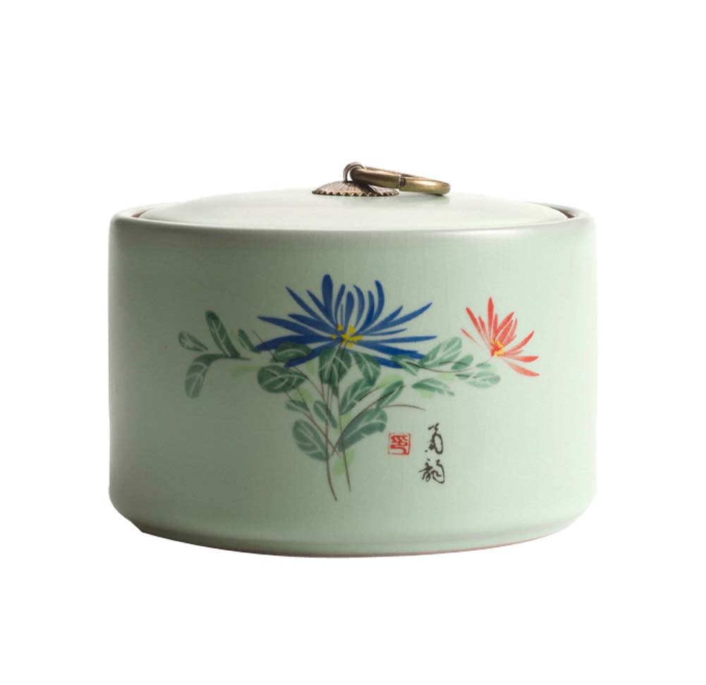 Picture of Panda Superstore KS-HOM3744111-ALAN00545 Modern Kitchen Storage Containers Ceramics Tea Canister Jar - Chrysanthemum