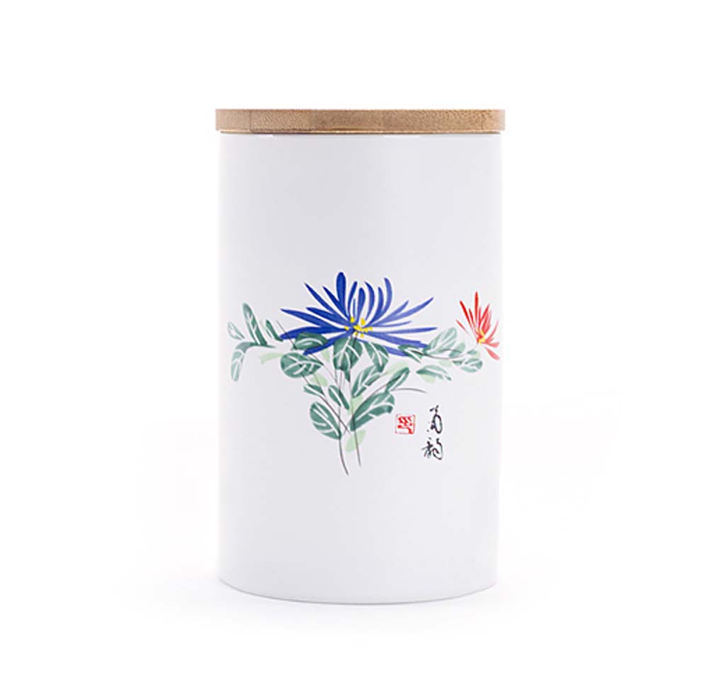 Picture of Panda Superstore KS-HOM3744111-ALAN00555 Ceramic Food Storage Jar Chinese Style Tea Container - Chrysanthemum