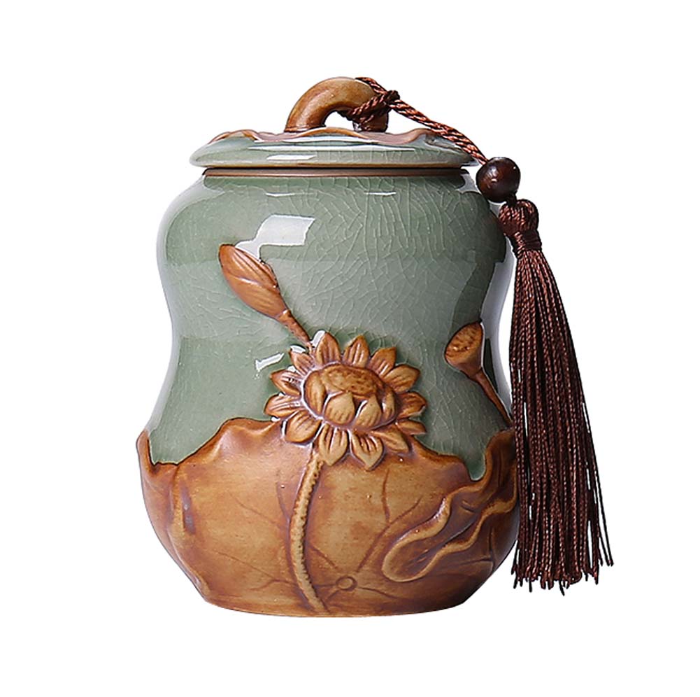 Picture of Panda Superstore KS-HOM3744111-ALAN00557 Traditional Chinese Ceramics Tea Canister with Airtight Lid - 002