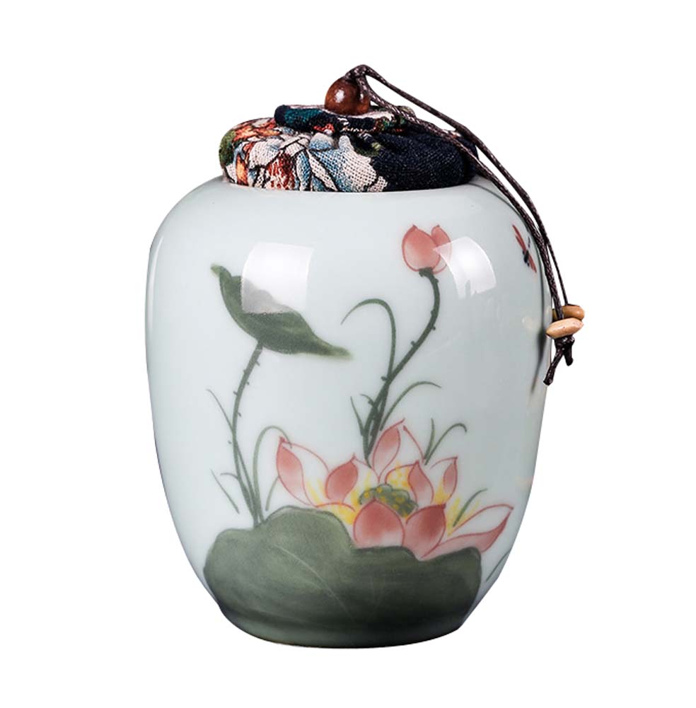 Picture of Panda Superstore KS-HOM3744111-ALAN01698 Beautiful Lotus Ceramic Canister Storage Jar Tea Container for Loose Tea C