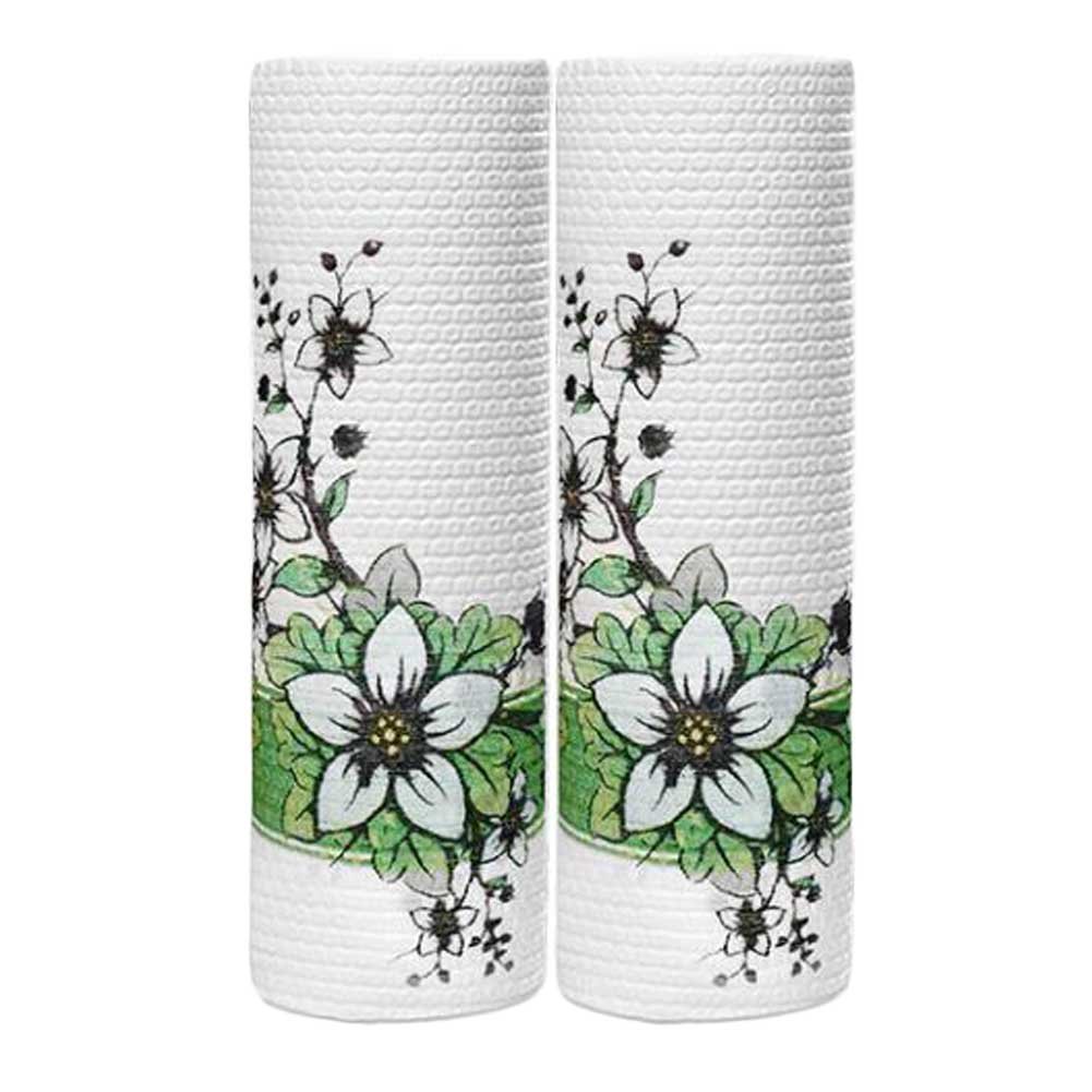 Flower Disposable Dish Cleaning Cloth Kitchen Tissue Paper - 2 Rolls -  KD Marco de la cama, KD3130411