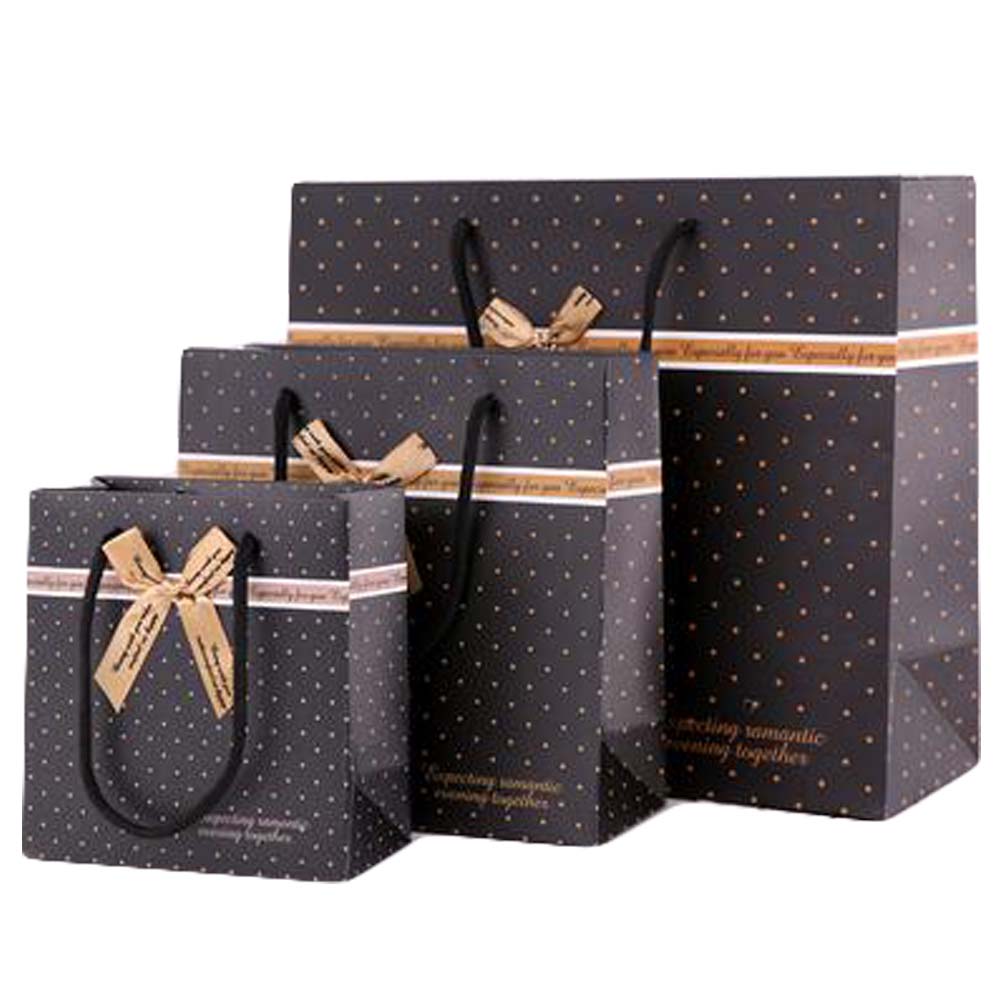 Picture of Panda Superstore PF-HOM303686011-DORIS00196-RP Dots Bowknot Party Present Paper Birthday Wedding Gift Bags, Black
