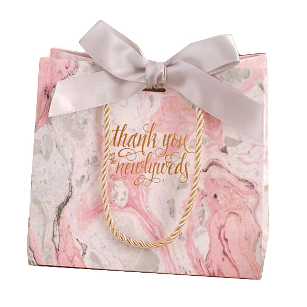 Picture of Panda Superstore PF-HOM303686011-DORIS00205-RP Marble Pattern Kraft Paper Party Favor Boutique Gift Bags, Pink - 6 Piece
