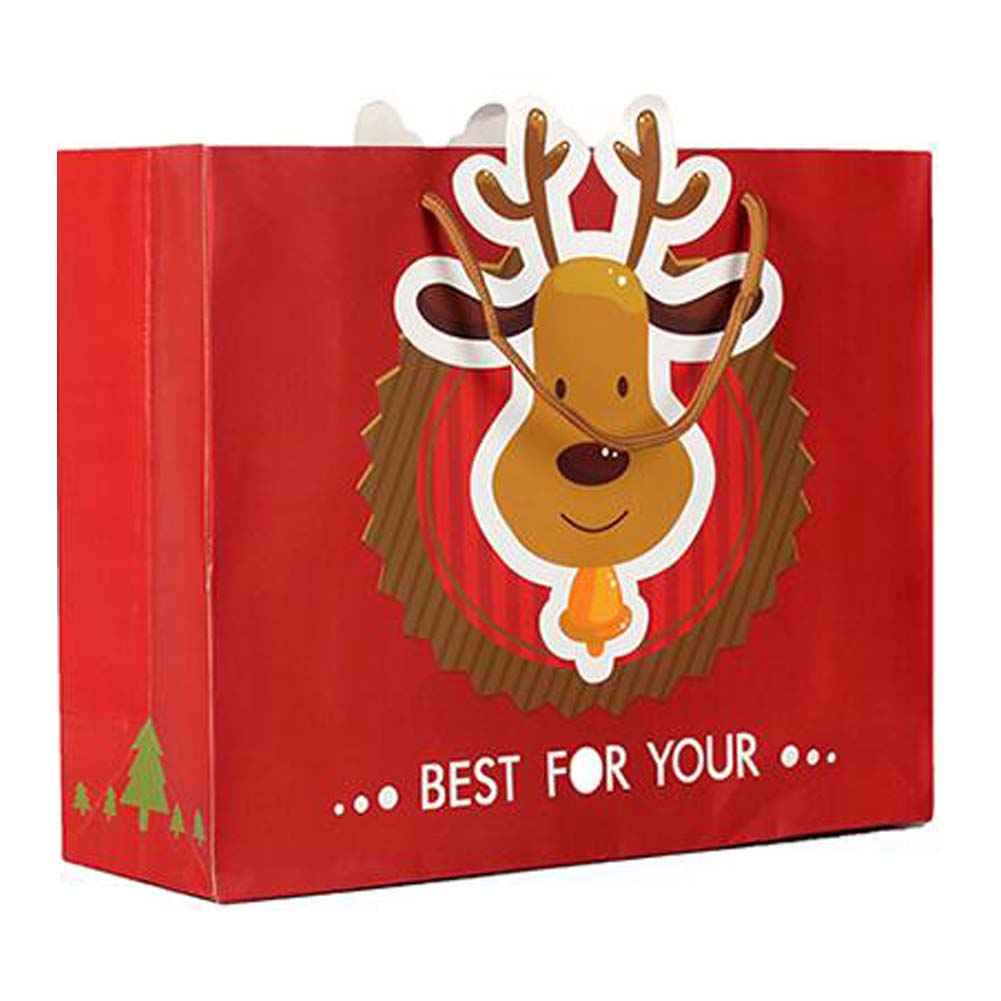 Picture of Panda Superstore PF-HOM303686011-DORIS00217-RP Elk Christmas Kraft Paper Small Boutique Party Favor Gift Bags, Red - 10 Piece