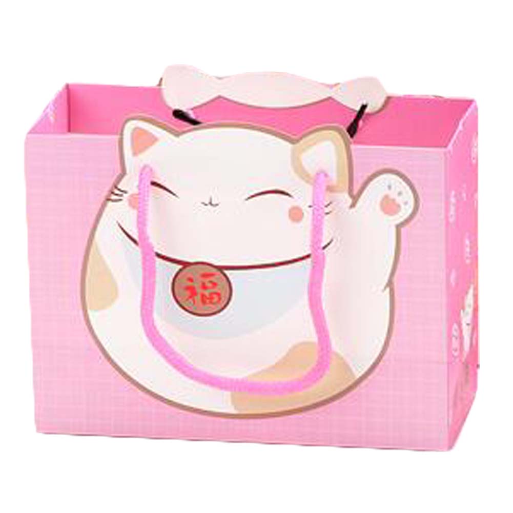 Picture of Panda Superstore PF-HOM303686011-DORIS00219-RP Lucky Cat Kraft Paper Small Boutique Party Favor Gift Bags, Pink - 10 Piece