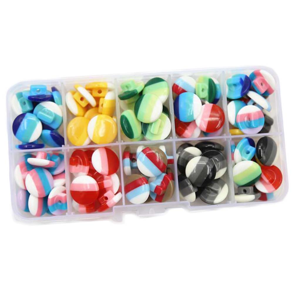 Picture of Panda Superstore PF-HOM13761871-DORIS00216-RP 14mm Colorful Resin Stripe Round DIY Sewing Art Making Kit Buttons - 100 Piece