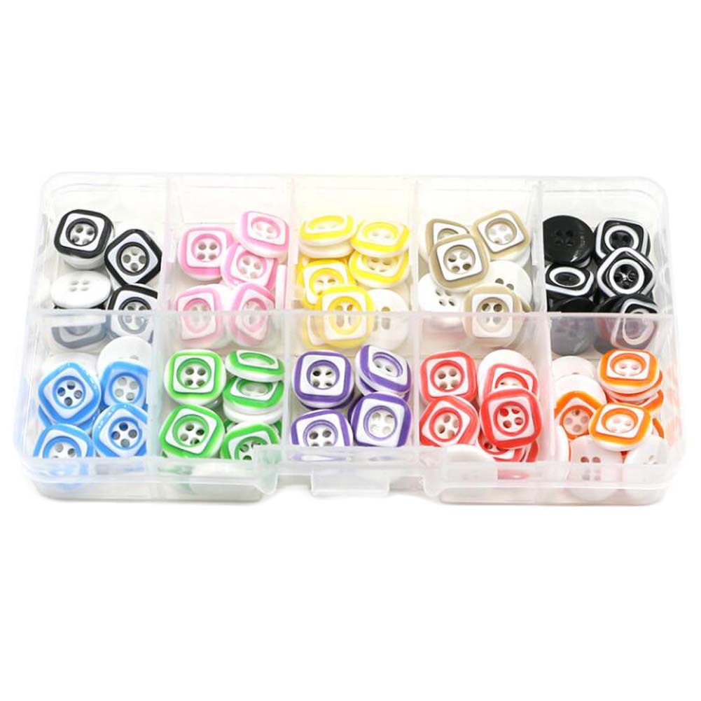Picture of Panda Superstore PF-HOM13761871-DORIS00224-RP 12.5 mm Sewing Resin DIY Art Craft 4 Holes Buttons, Square, Multi Color - 100 Piece
