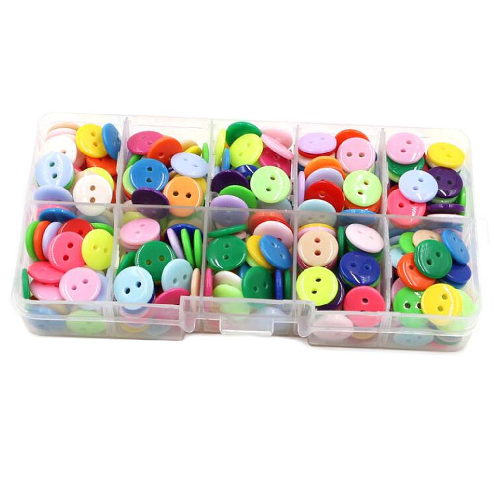 Picture of Panda Superstore PF-HOM13761871-DORIS00225-RP Sewing Resin DIY Art Craft 2 Holes Round Buttons, Multi Color - 300 Piece