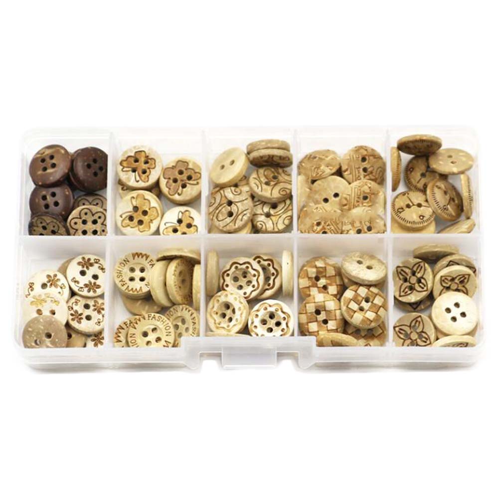 Picture of Panda Superstore PF-HOM13761871-DORIS00226-RP 12.5 mm Sewing Coconut Shell DIY Art Craft 2 Holes Buttons - 100 Piece