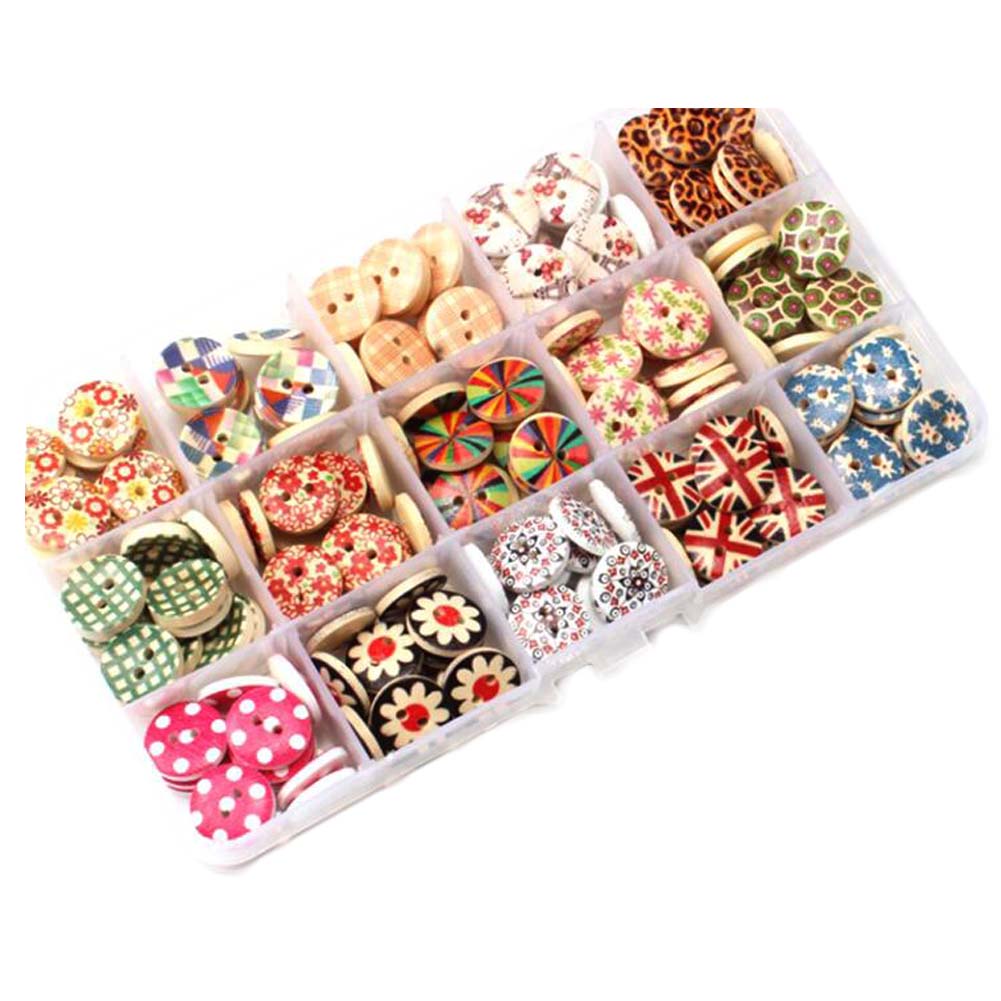 Picture of Panda Superstore PF-HOM13761871-DORIS00247-RP Floral Pattern Sewing Wooden DIY Painting Kit Clothing Accessory Button - 225 Piece