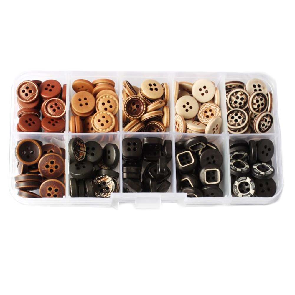 Picture of Panda Superstore PF-HOM13761871-DORIS00252-RP Sewing Nylon Shirt Clothing Accessory DIY Painting Kit Button&#44; Black & Brown - 100 Piece