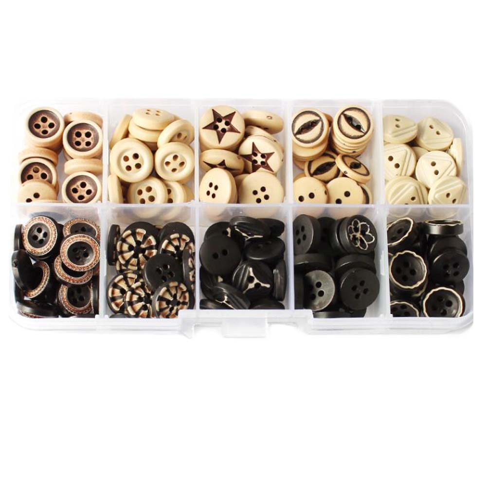 Picture of Panda Superstore PF-HOM13761871-DORIS00253-RP Sewing Nylon Buttons Small Shirt DIY Painting Kit Button&#44; Black & Beige - 100 Piece