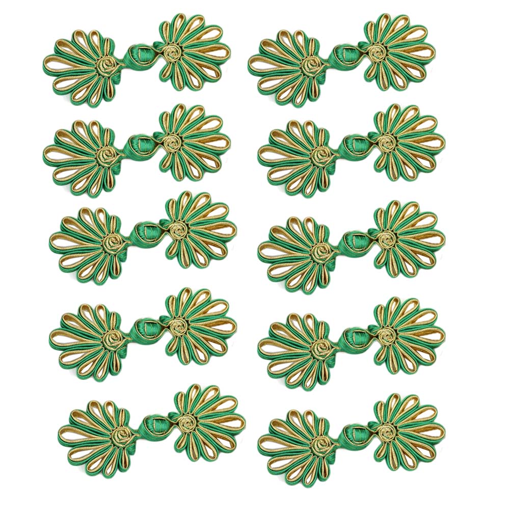 Picture of Panda Superstore PF-HOM13761871-DORIS00255-RP Chinese Knot Closure Fastener Buttons for DIY Sewing Casual Coats Cheongsam Wear, Green - 15 Piece