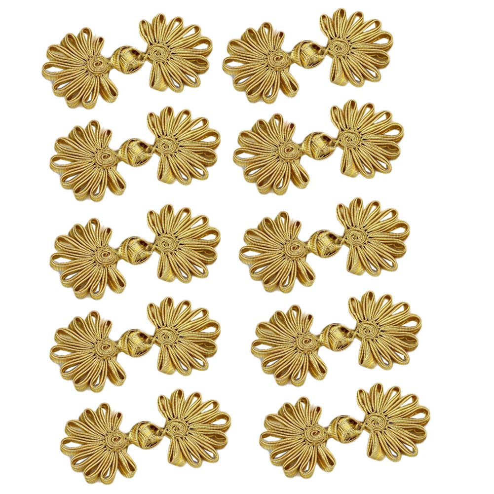 Picture of Panda Superstore PF-HOM13761871-DORIS00256-RP Chinese Knots Frog Closure Knot Cheongsam Handmade Sewing Fasteners Buttons, Gold - 15 Piece