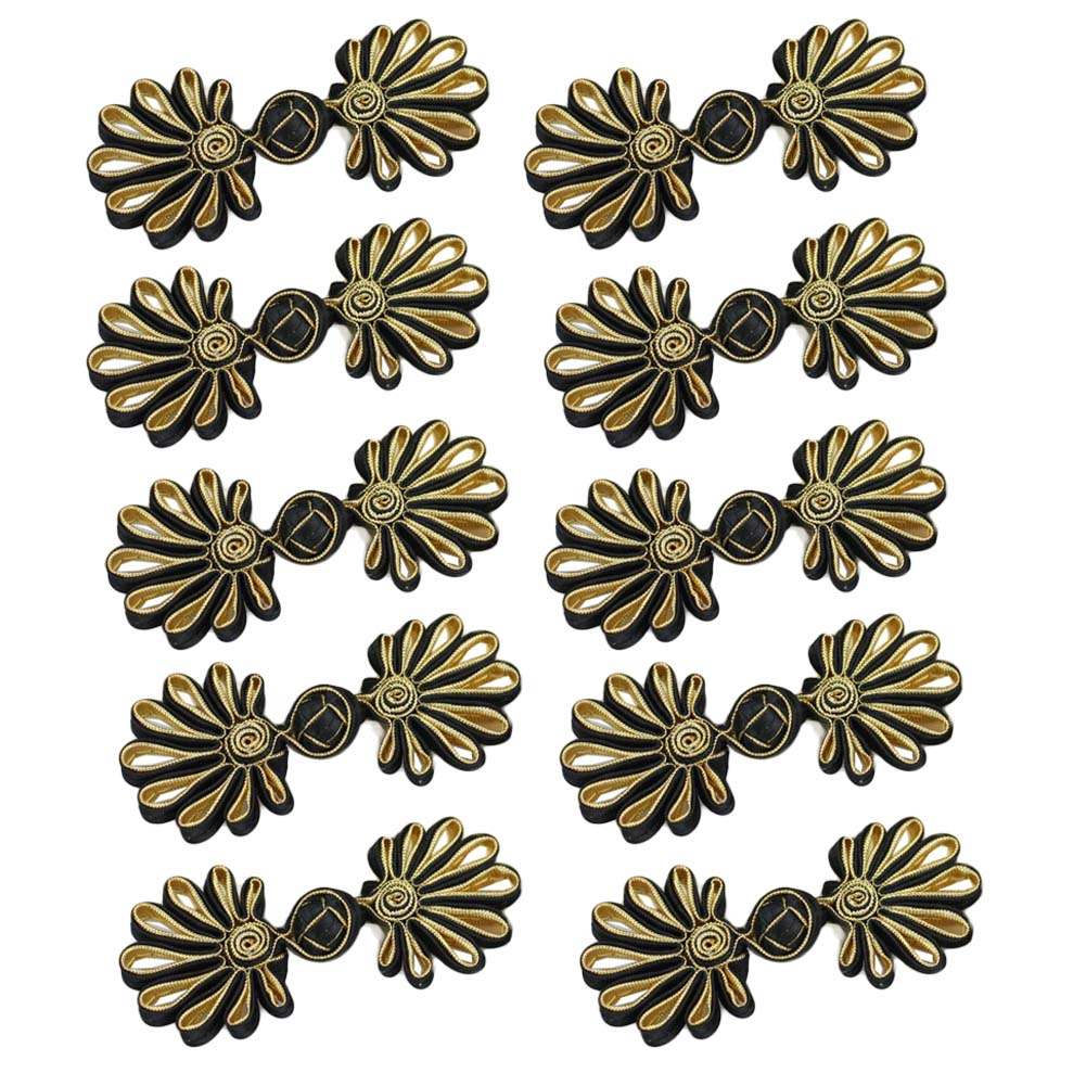 Picture of Panda Superstore PF-HOM13761871-DORIS00257-RP Sewing Fasteners Fabric Chinese Knot Closure Cheongsam Frog Button, Black - 15 Piece