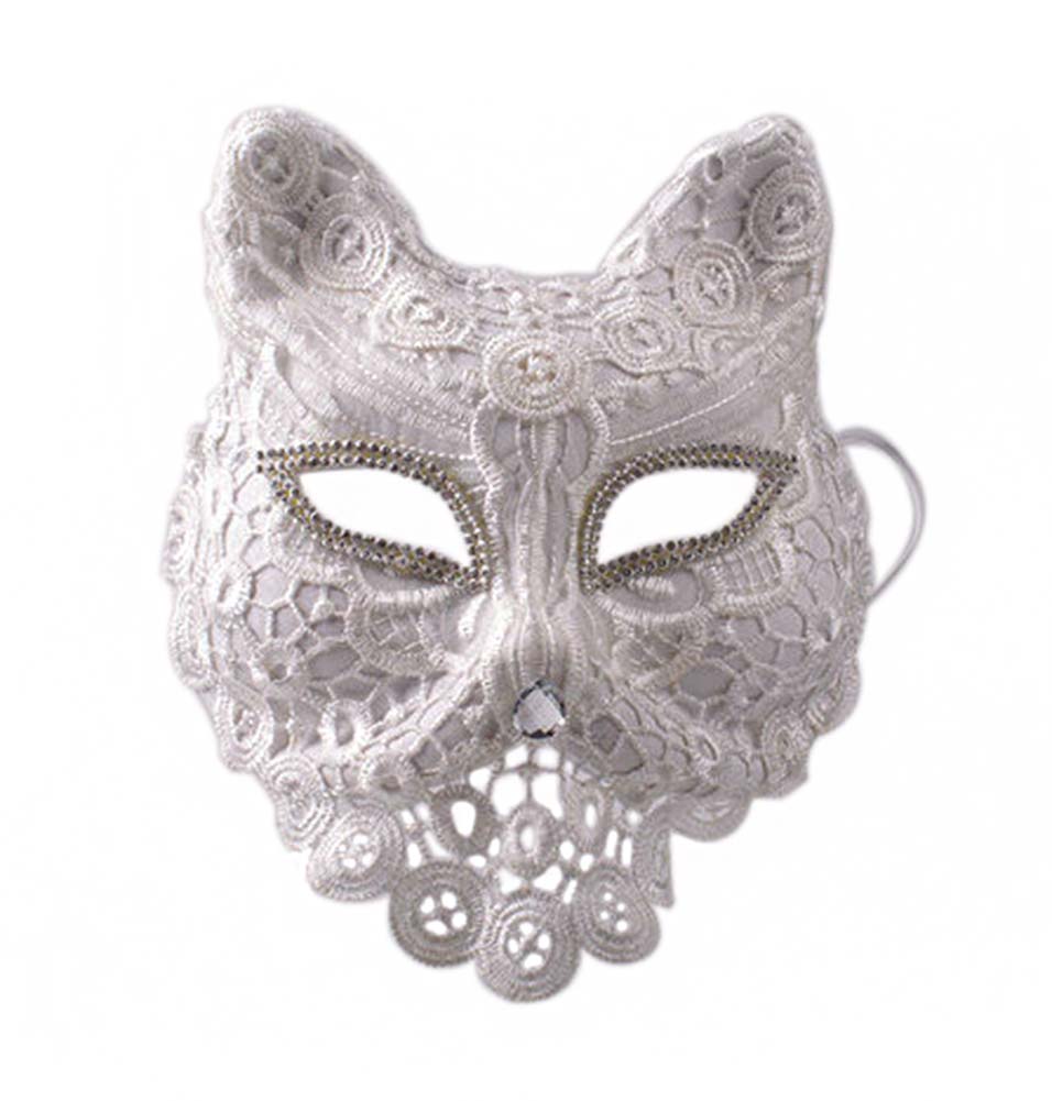 Picture of Panda Superstore PF-TOY2229578011-KELLY00364-RP Elegant White Lace Fox Masquerades Mask Mardi Gras Deecorations Masks for Womens