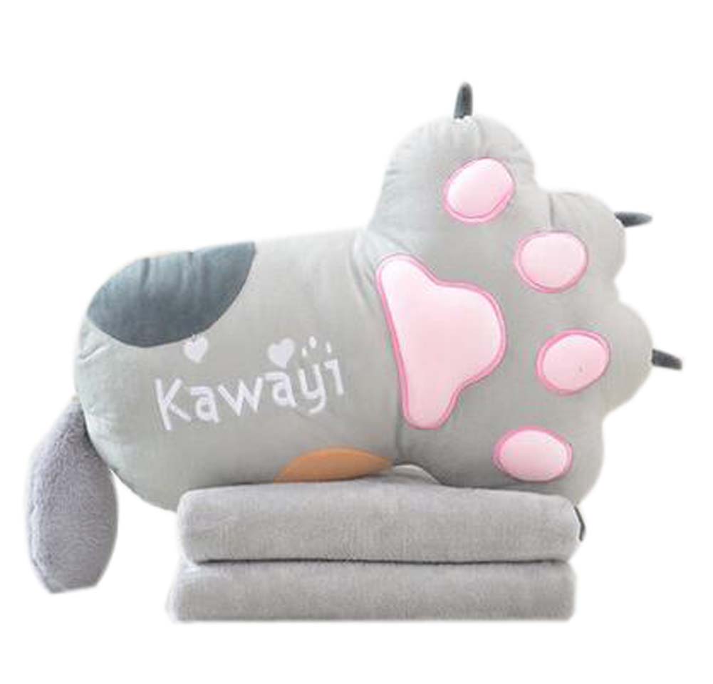 Picture of Panda Superstore PS-HOM13679381-YAN01405 Set of Office Cushion Cartoon Cat Claw Pillow & Coral Velvet Blanket&#44; Gray