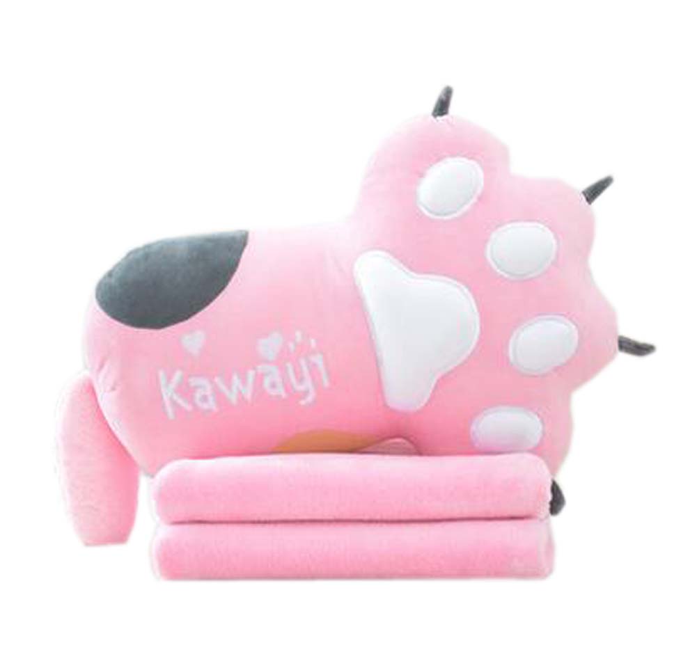 Picture of Panda Superstore PS-HOM13679381-YAN01407 Set of Office Cushion Cartoon Cat Claw Pillow & Coral Velvet Blanket&#44; Pink