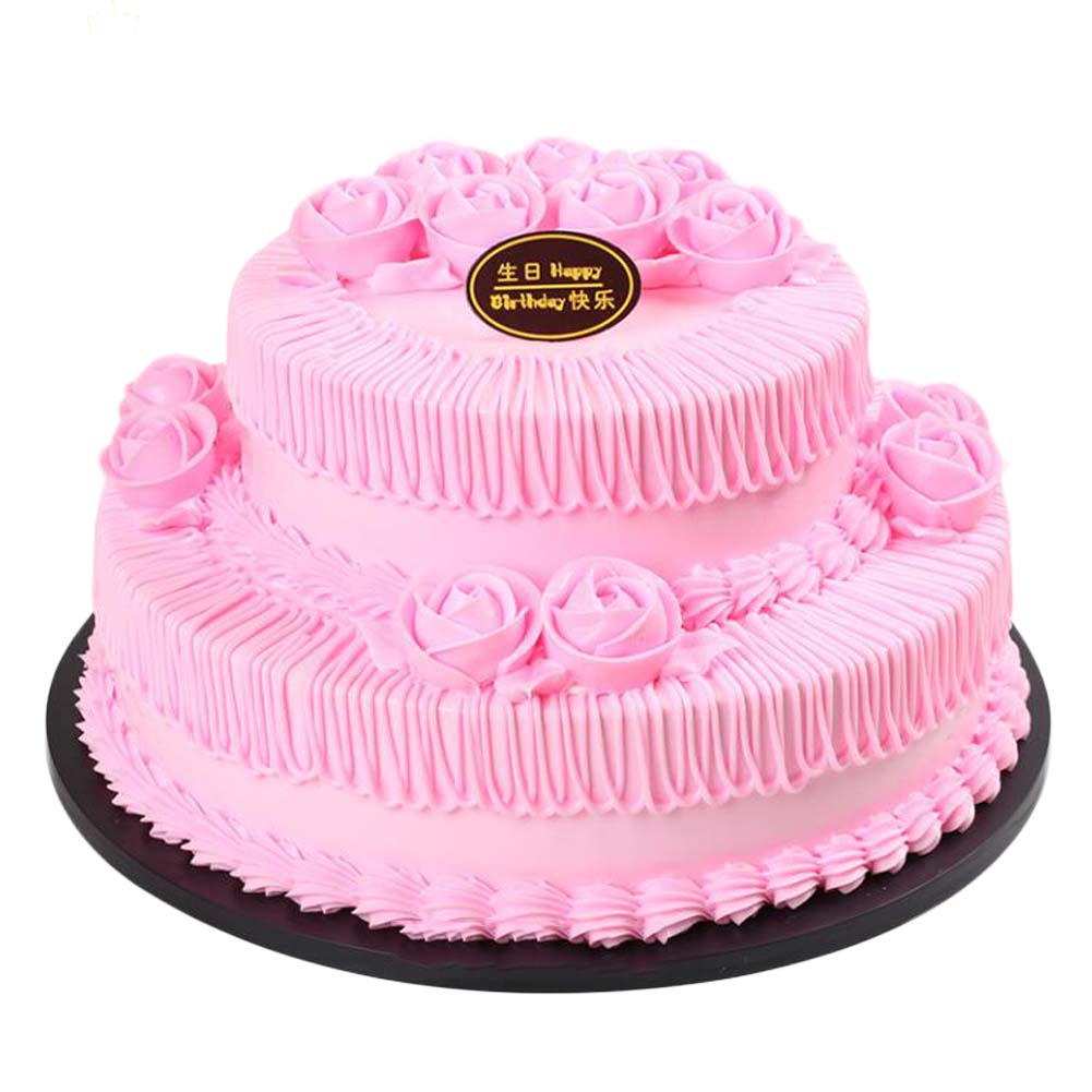 Picture of Panda Superstore PF-HOM10844426011-DORIS01069-RP 10 in. Artificial Double-layer Cake Simulation Pink Rose Birthday Cake Food Model Party Decoration Replica Prop