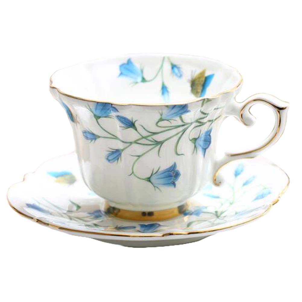 Picture of Panda Superstore PF-HOM9302388011-DORIS00157-RP 7.4 oz Porcelain Blue Butterfly Orchid European Style Tea Cup & Saucer Set for Afternoon Tea, Multi Color
