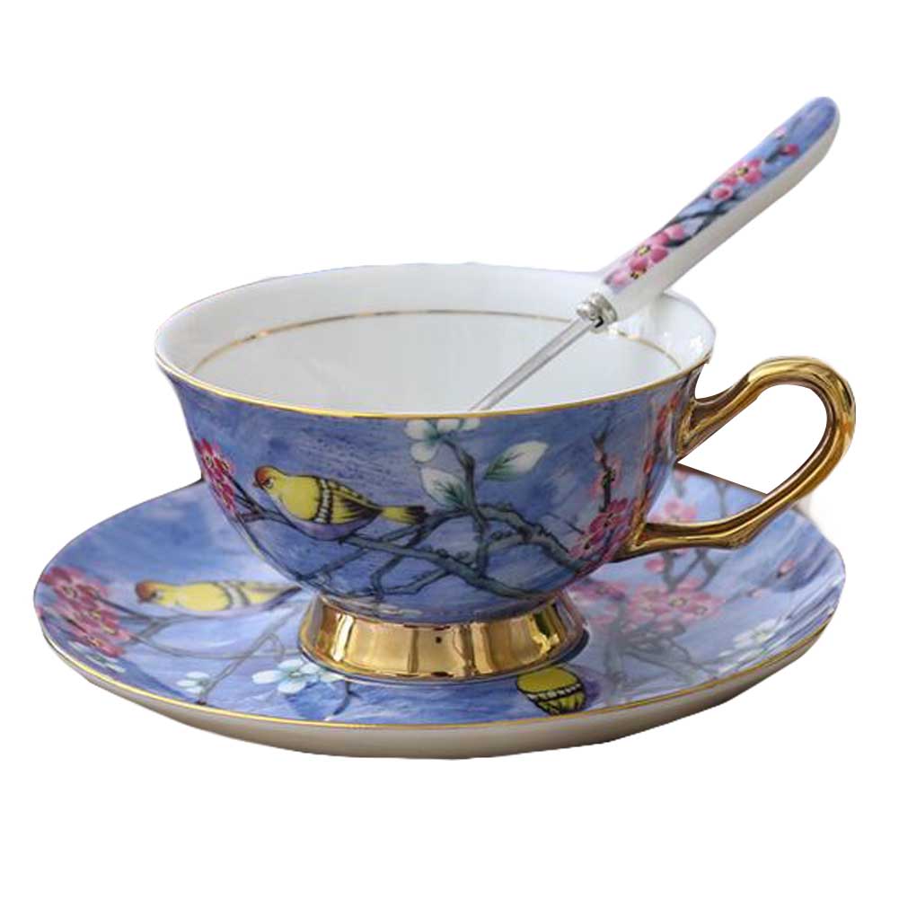 Picture of Panda Superstore PF-HOM9302388011-DORIS00163-RP 6.4 oz Porcelain Wintersweet China Painting Tea Cup & Saucer Set, Multi Color
