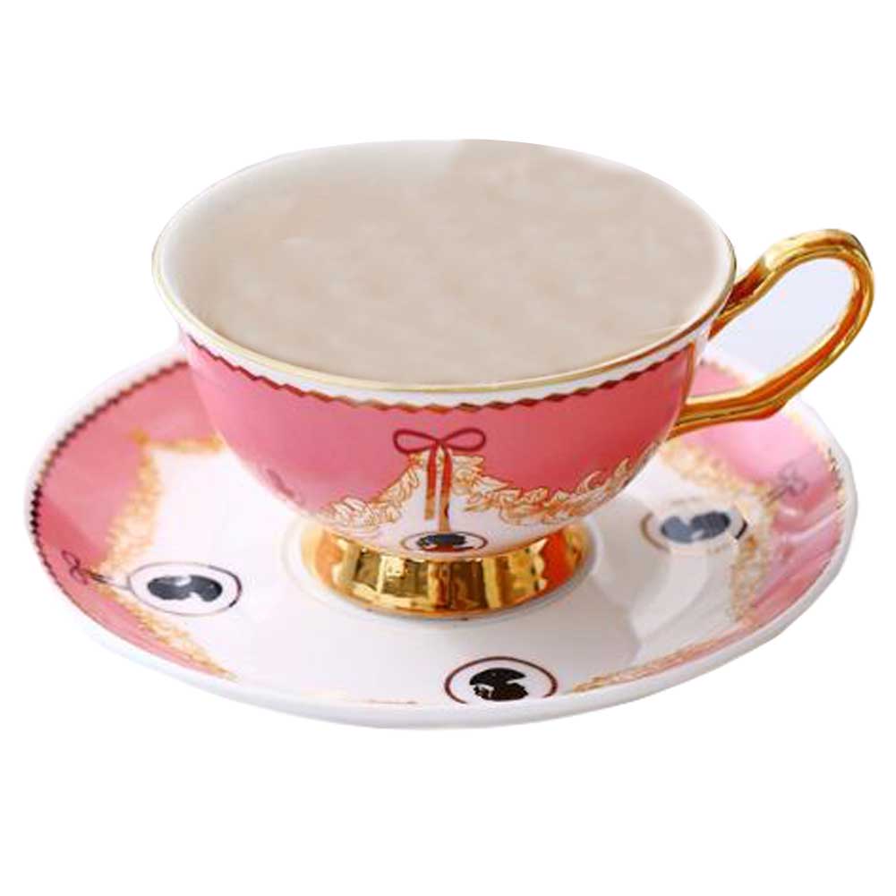 Picture of Panda Superstore PF-HOM9302388011-DORIS00166-RP 6.4 oz Afternoon Tea Porcelain Tea Cup & Saucer Set, Pink