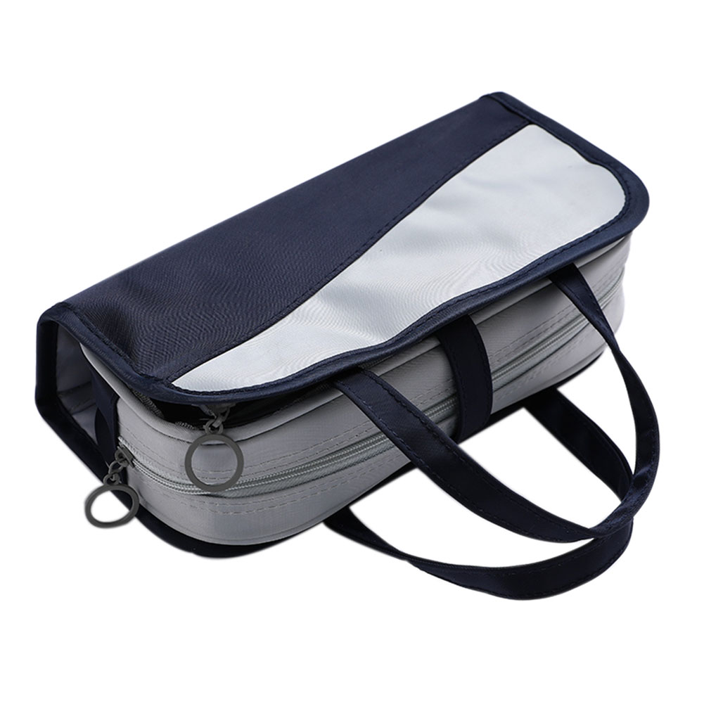 Large Capacity Handhold Pencil & Pen Travel Case, Navy & Grey