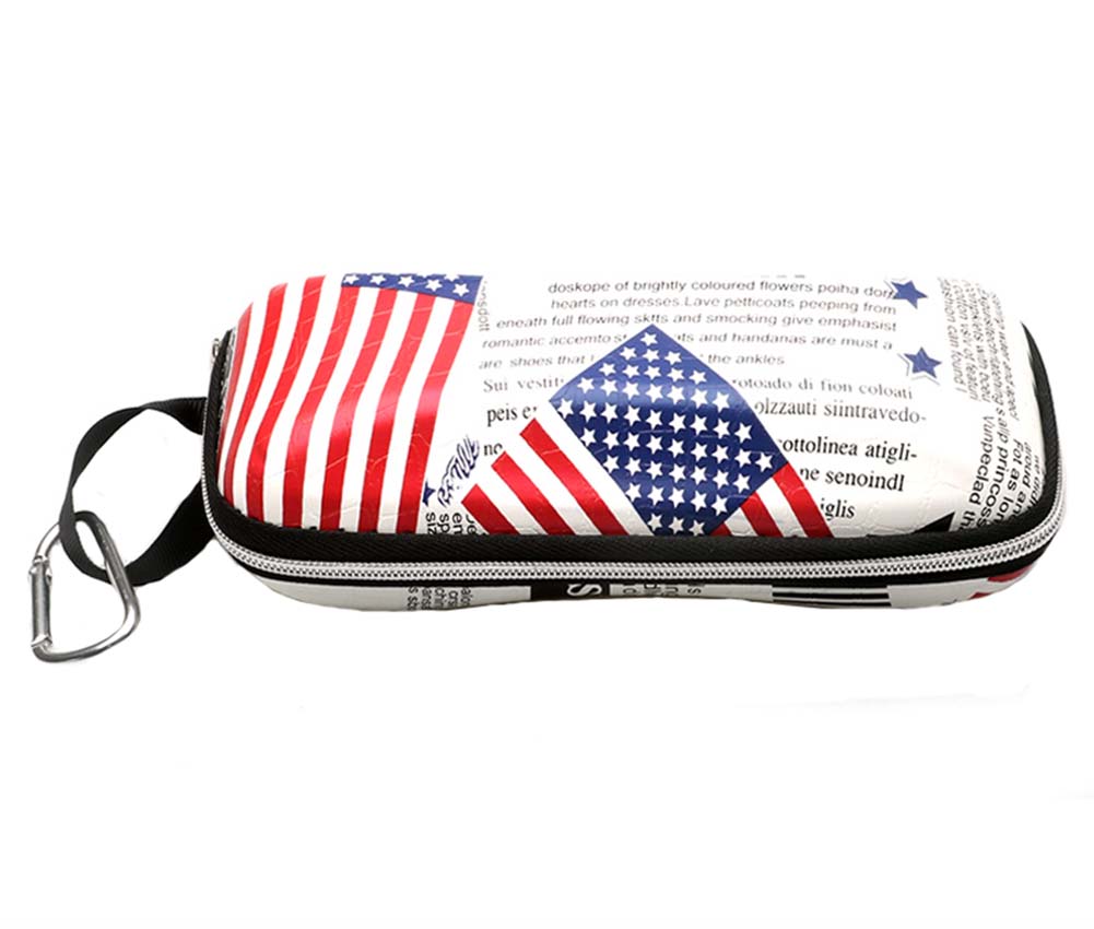 6.5 x 2.7 x 2 in. Hard Shell Portable Zipper Glasses Protective Case Box with Hang Buckle, Multi Color