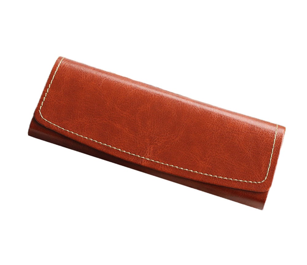 6 x 2.1 x 1.1 in. Simple Style Portable Anti-Pressure Glasses Protective Case Box, Brown