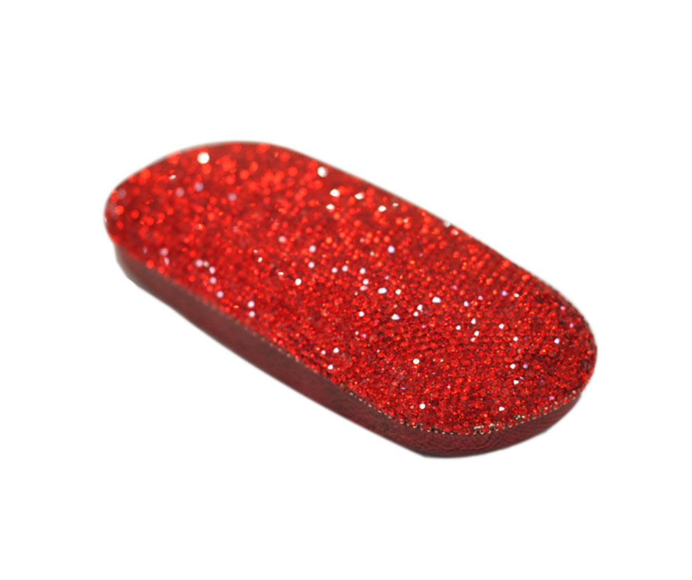 5.9 x 2 x 1.4 in. Sparkly Rhinestone Cute Handmade Hard Shell Glasses Box for Women, Red
