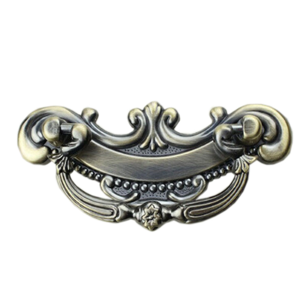 3.7 x 0.5 x 2.1 in. Delicate Antique Zinc Alloy Drawer Handles, Pulls & Knobs, Brown - Set of 4
