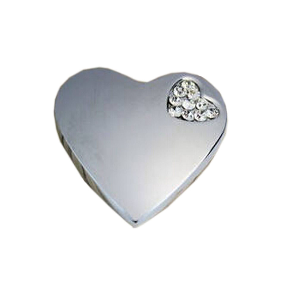 1.4 x 0.8 in. Beautiful Heart & Crystal Drawer Handles, Pulls & Knobs, Silver - Set of 3