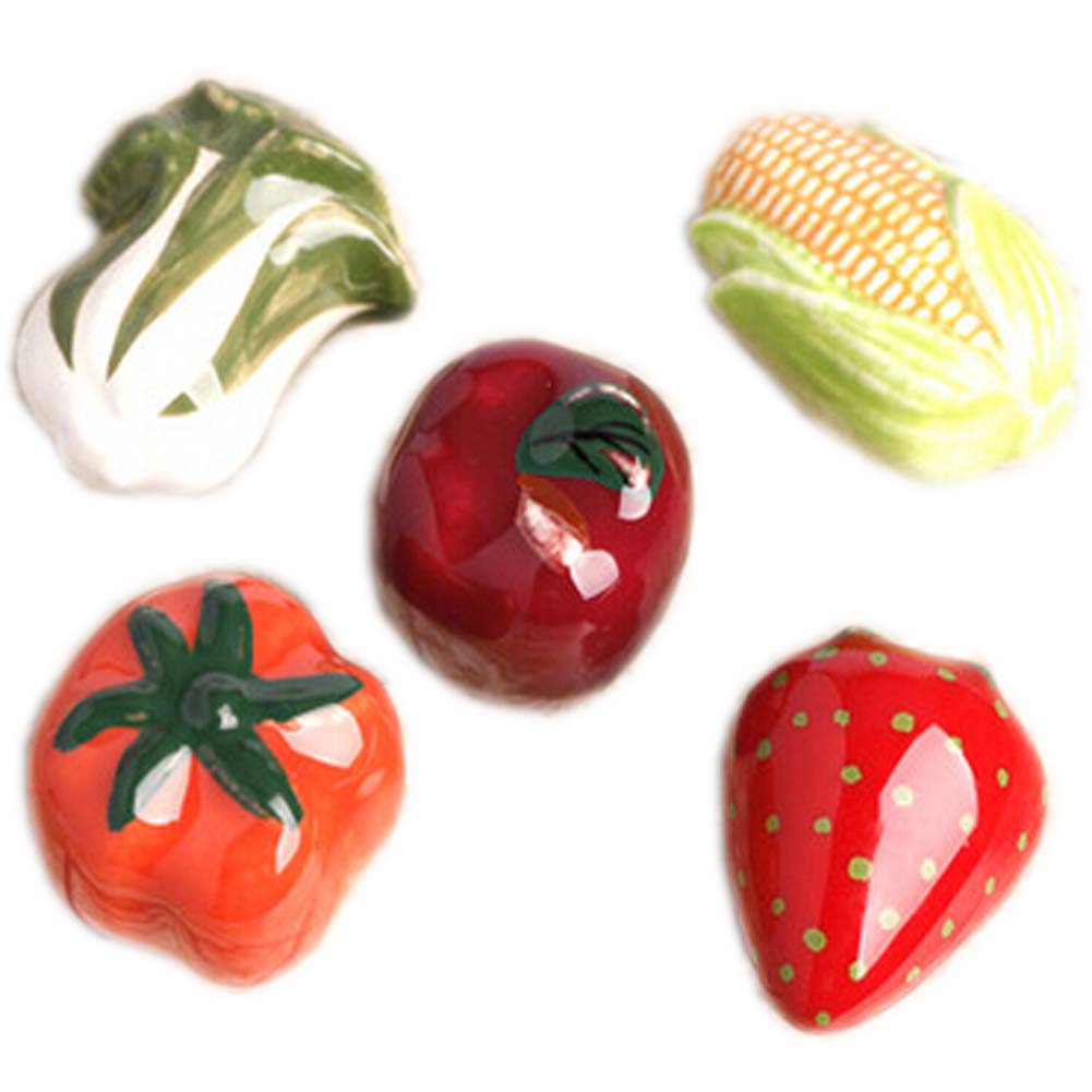 1.7 x 1 x 1.25 in. Random Style Ceramic Kitchen Drawer & Cabinet Handles, Multi Color - Vegetable - Set of 4