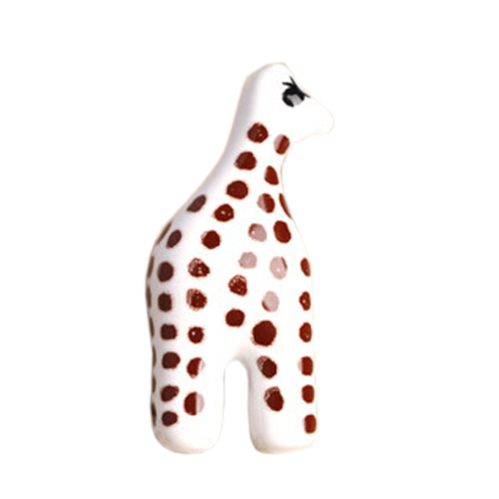 1.9 x 0.7 x 0.9 in. Cute Girraffe Ceramic Kids Drawer Handles, Pulls & Decors, Chocolate - Set of 2