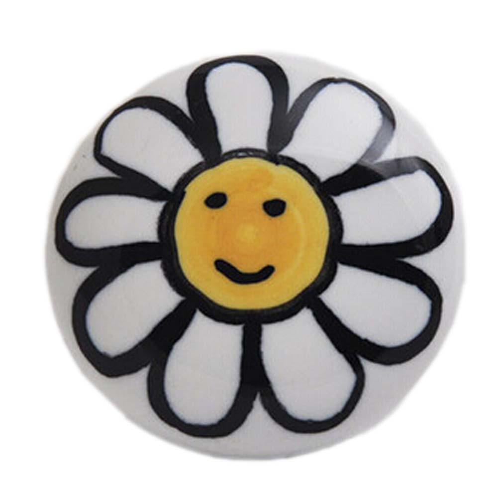 1.5 x 1 in. Lovely Sunflower Ceramic Drawer Handles & Knobs Kids Room Decor, Multi Color - Set of 3