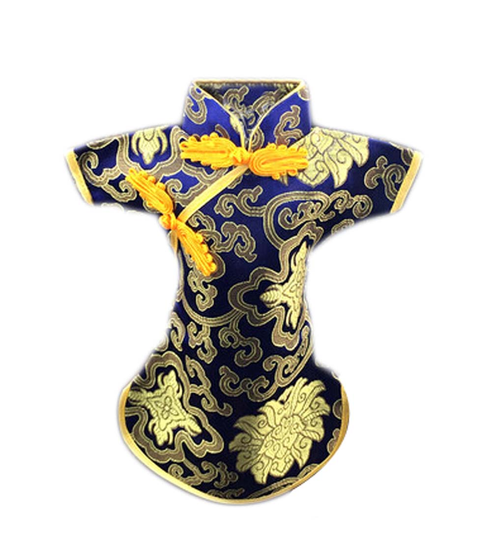 Picture of Panda Superstore PS-HOM13299291-TARA00663 Chinese Crafts Red Wine & Beer Storage Bag, Blue - Cheongsam - Set of 3