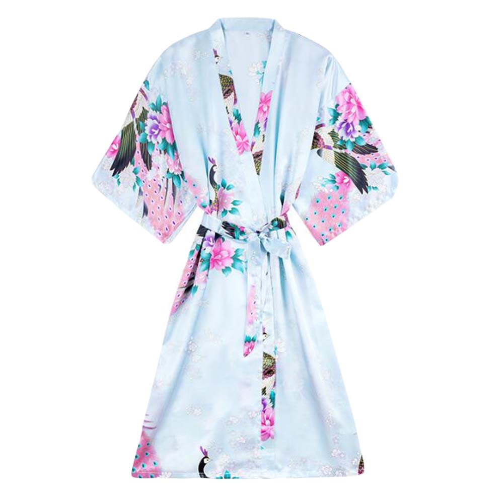 PF-HOM3737861-DORIS00992-RP 43 in.-53 in. Children Nightgown Japanese Style Flower Girl Kimono Pajama Bathrobes, Light Blue -  Panda Superstore