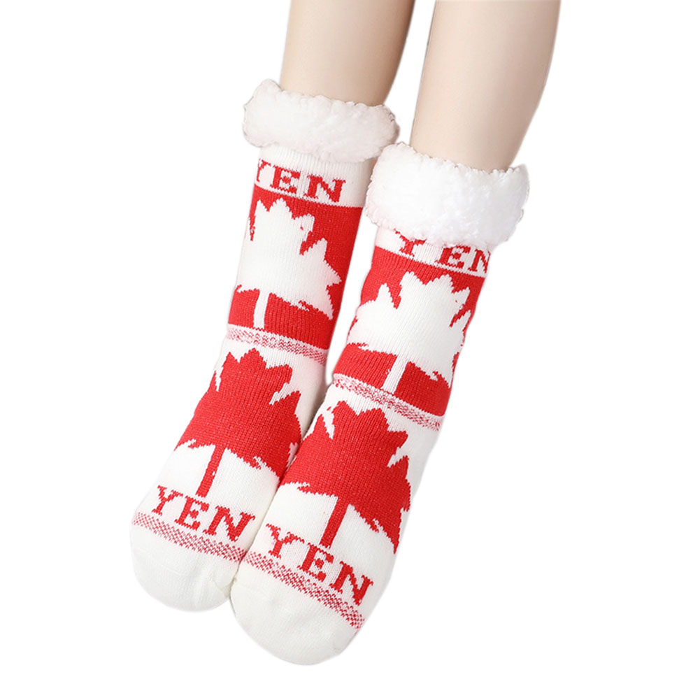 Womens Fuzzy Warm Thick Cozy Slipper Socks for Winter Warm Christmas Gift, Maple Leaf -  Accoutermentpertrechos, AC3696174