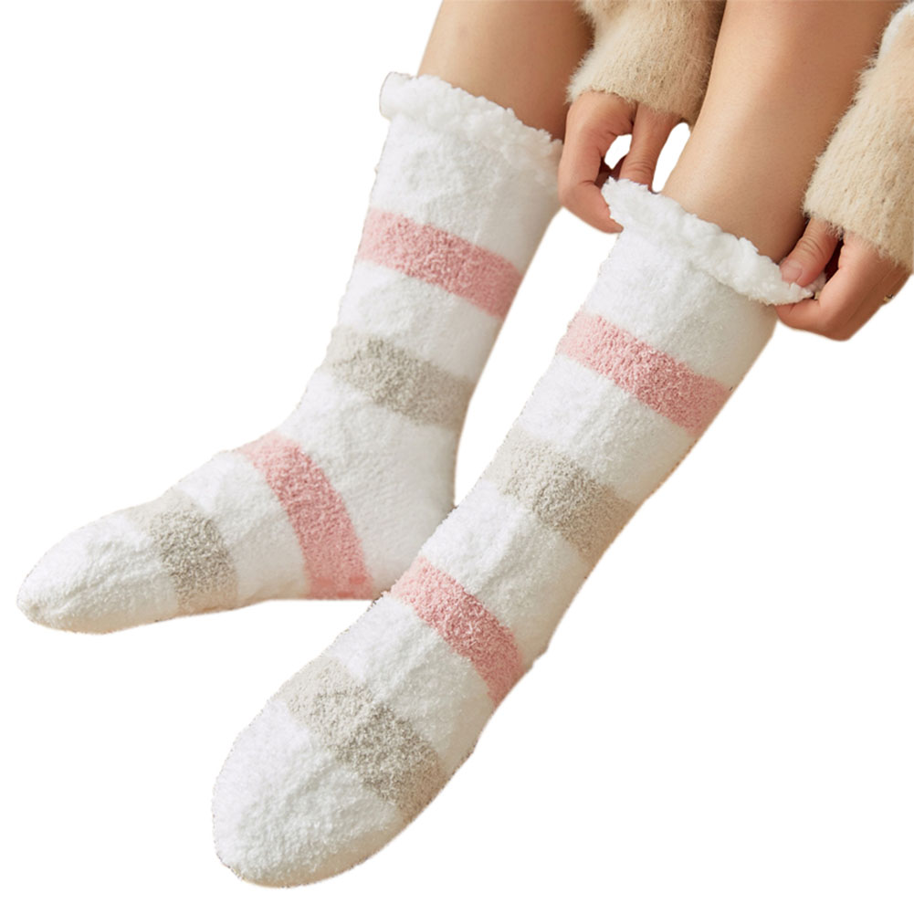 Womens Soft Cozy Fuzzy Thick Slipper Socks for Winter Indoor Warm Christmas Gift, Pink Stripes -  Accoutermentpertrechos, AC3142652