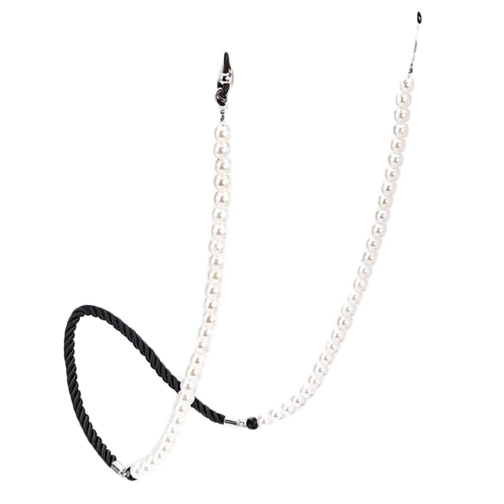 24.4 in. Retro White Beads Reading Glasses Chain for Women, White