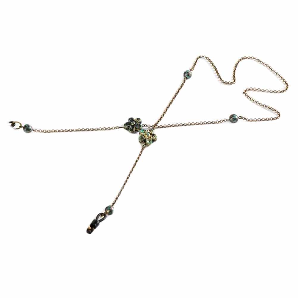27.5 in. Vintage Metal Flower Reading Glasses Chain, Grey