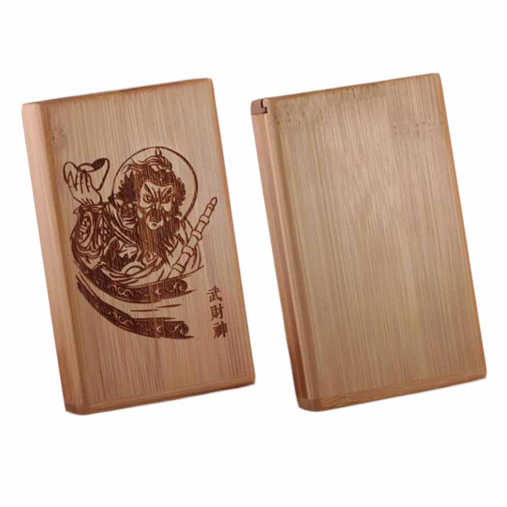 4.4 x 2.6 x 0.86 in. Chinese Wood Handcrafted Wooden Cigarette Case for Hold 20 Thin Cigarettes, Pink - The God of Wealth