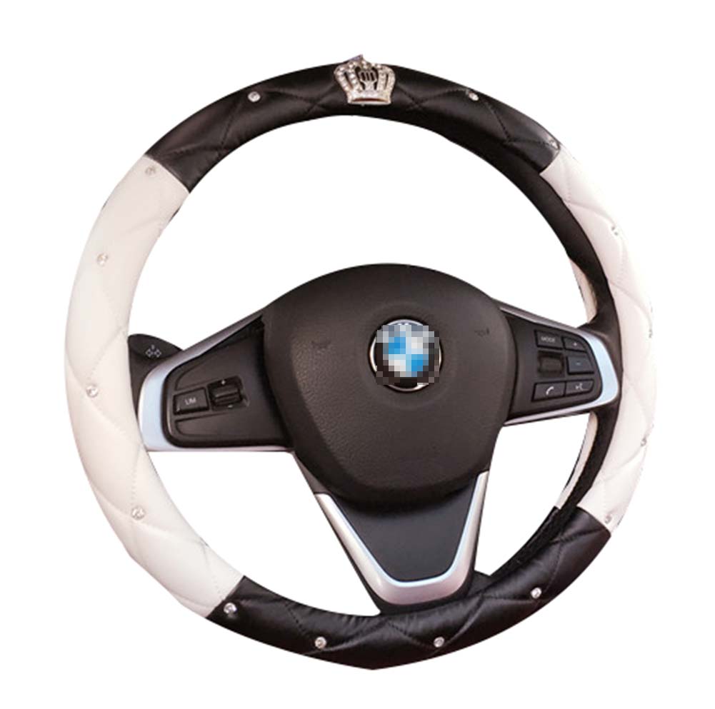 14.96 in. Cute Car Steering Wheel Cover Crown Non-Slip Handlebars Sets, Multi Color